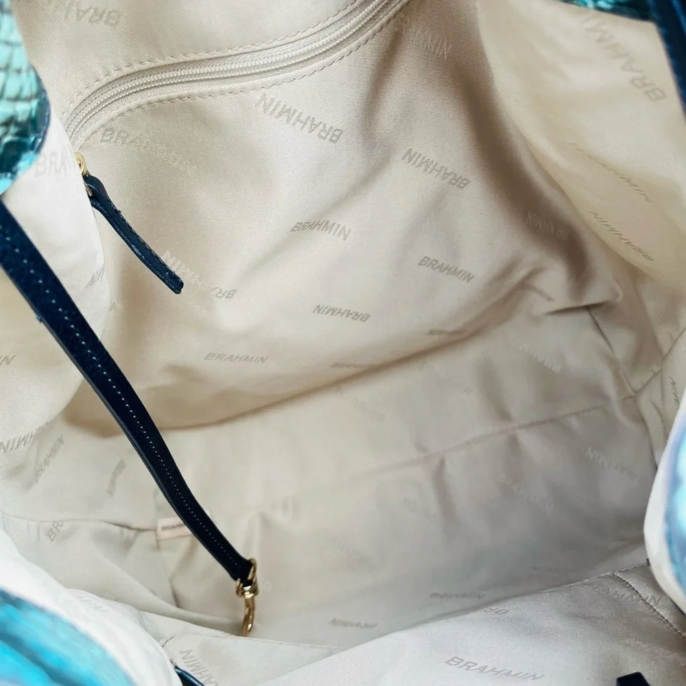 Brahmin Marlowe Blue Waterford Bucket Bag Leather NWT